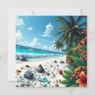 Hübsche tropische Strandlandschaft Leer Karte