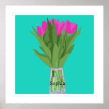 Hübsche Tulip Blume Moderne Illustration + Name