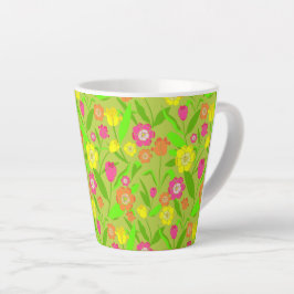 Hübsche Tulip Gemusterte Grüne Frühlings Blume Milchtasse
