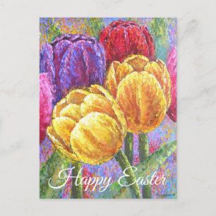 Hübsche Tulpen Blumen Farbige Blumen Handgemalt Postkarte