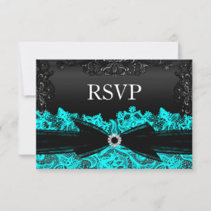 Hübsche Türkis- und Schwarze Spitzen-RSVP RSVP Karte