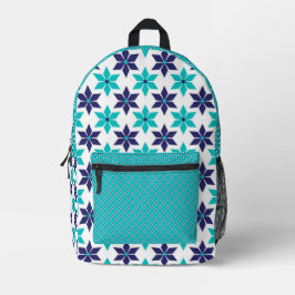 HÜBSCHE TURQUOISE & NAVY BLUE FLORAL & GEOMETRIC BEDRUCKTER RUCKSACK
