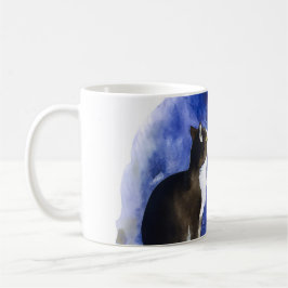 Hübsche Tuxedo-Katze & Vollmond-Tasse Kaffeetasse