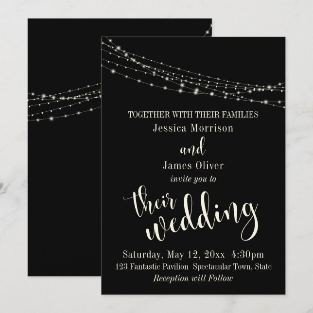 Hübsche Typografie 30 Creme/Black 4 Wedding Einladung (Vorne/Hinten)