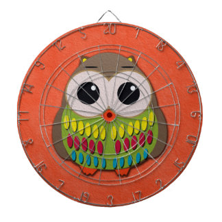 Hübsche und bunte Eule Orange Dartscheibe
