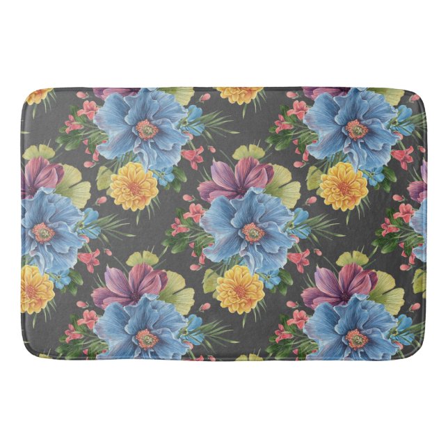Hübsche und dunkle Blume Badematte (Vorderseite)