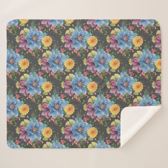 Hübsche und dunkle Blume Sherpadecke (Vorderseite (Horizontal))