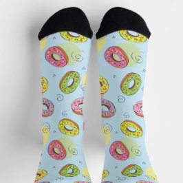 Hübsche und farbenfrohe Donuts Blau Pink Socken