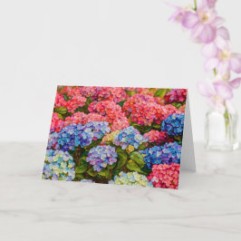 Hübsche und farbenfrohe Hydrangea-Blume Art Karte