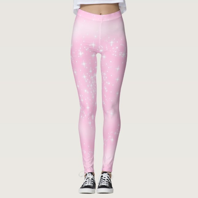 Hübsche und rosa Sterne Girly Leggings (Vorderseite)