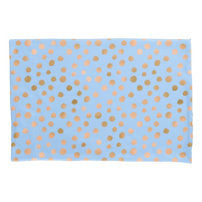 Hübsche und schicke Blue and Rose Gold Polka Dots Kissenbezug (Vorderseite)