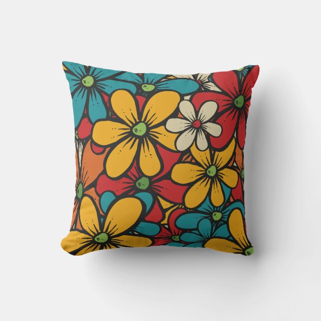 Hübsche und schöne Retro-Blume Kissen (Vorderseite)
