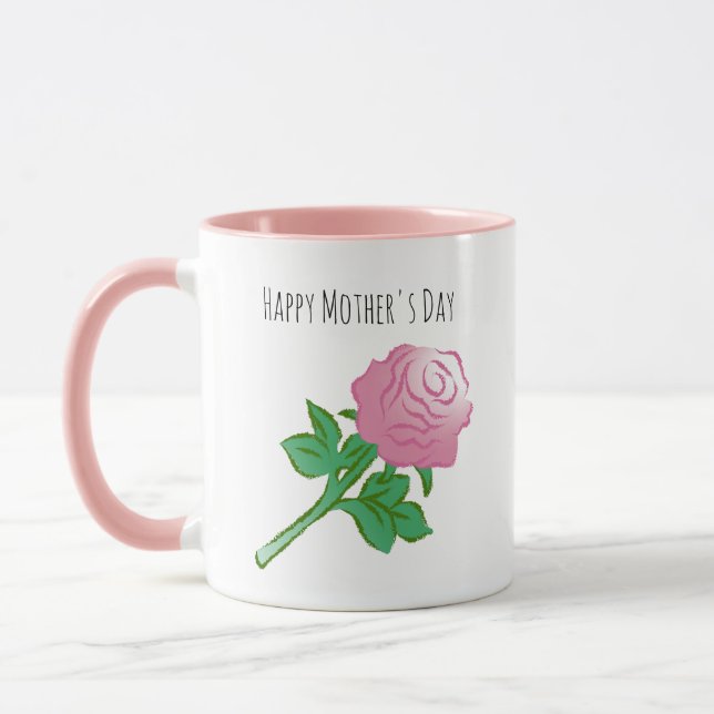 Hübsche und schöne rosa Rose Tasse (Links)