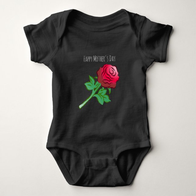 Hübsche und schöne rote Rose Baby Strampler (Vorderseite)