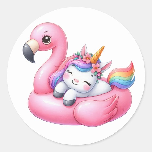Hübsche Unicorn Pool Party Stickers (Vorderseite)