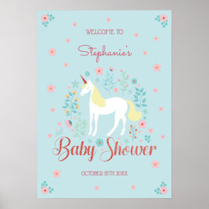 Hübsche Unicorn Rose Gold Glitzer Kinderdusche Poster