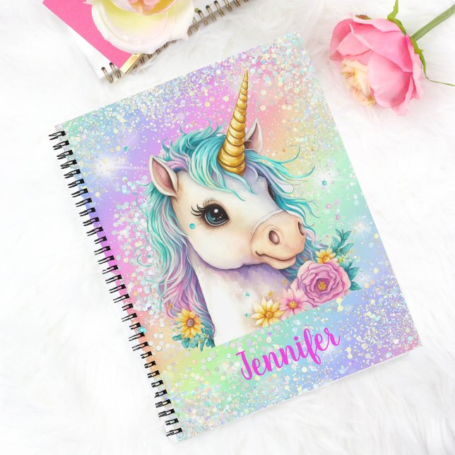 Hübsche Unicorn Sparkle Rainbow School Notizbuch (Von Creator hochgeladen)