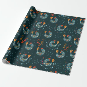 Hübsche Verzierte Vögel Geschenkpapier