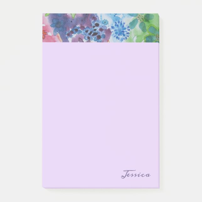 Hübsche vibrierende moderne Blumen personalisiert Post-it Klebezettel (Vorderseite)