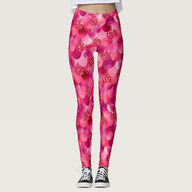 Hübsche vibrierende Schatten der Rosa-Meerjungfrau Leggings (Vorderseite)