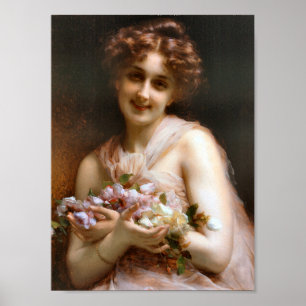 Hübsche Viktorianische Dame mit Blume Poster