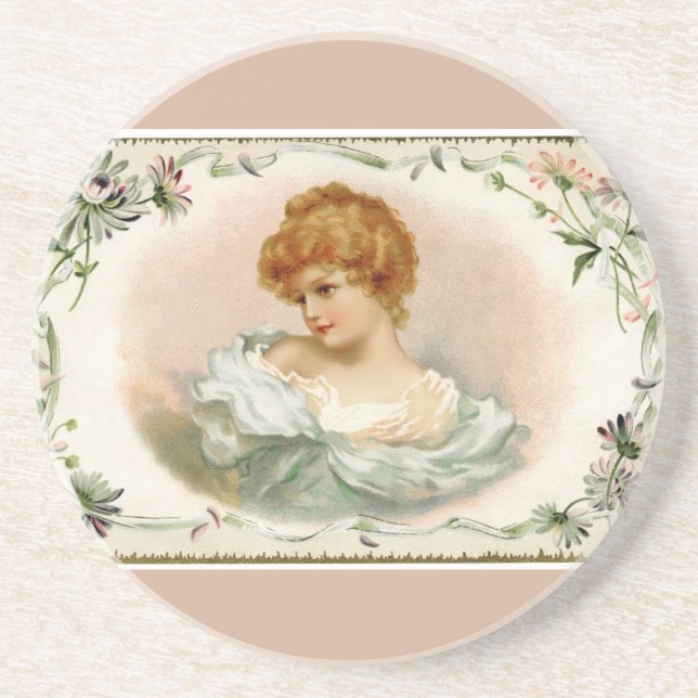 Hübsche Viktorianische Lady Floral Getränkeuntersetzer (Vorne)