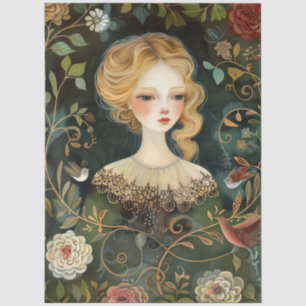 Hübsche Viktorianische Lady Whimsical Wildblumen Seidenpapier