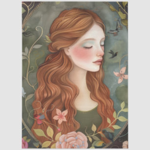 Hübsche Viktorianische Lady Whimsical Wildblumen Seidenpapier