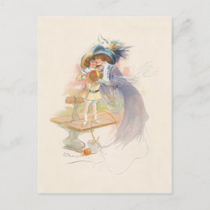 Hübsche Viktorianische Mutter und Tochter Feiertagspostkarte