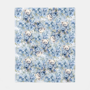Hübsche Vintag Inspiriert Blue Teddy Bärenjunge Fleecedecke