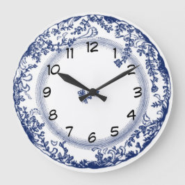 hübsche Vintage blaue Delft-Plattenuhr Große Wanduhr
