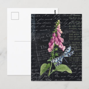Hübsche Vintage-Blumen- und Schmetterlings-Botanik Postkarte