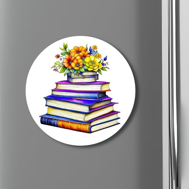 Hübsche Vintage Bücher und Blume Personalisiert Magnet (Von Creator hochgeladen)