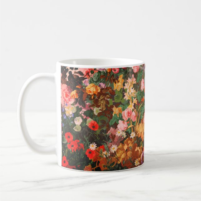 Hübsche Vintage-bunte Blumen Blumenmalerei Kaffeetasse (Links)