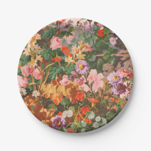 Hübsche Vintage bunte Blumen Blumenmalerei Pappteller