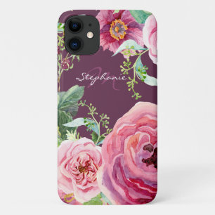Hübsche Vintage Cassis Pink Peony Floral Wasserfa Case-Mate iPhone Hülle