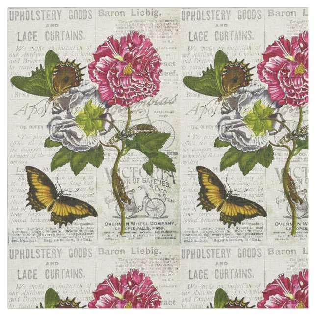 Hübsche Vintage Collage Stoff (Nahaufnahme)