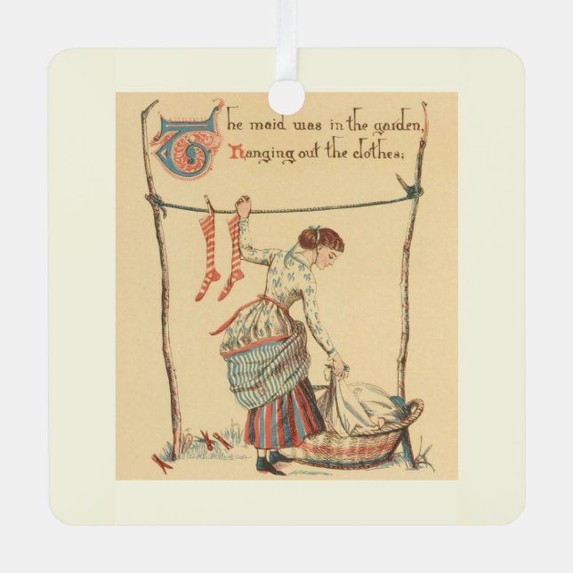 Hübsche Vintage-Dame Ornament Aus Metall (Vorderseite)