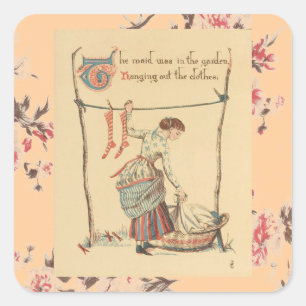 Hübsche Vintage Dame Quadratischer Aufkleber