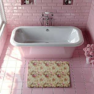 Hübsche Vintage Elegante Viktorianisch Rosa Rosen Badematte