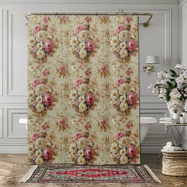 Hübsche Vintage Elegante Viktorianisch Rosa Rosen Duschvorhang