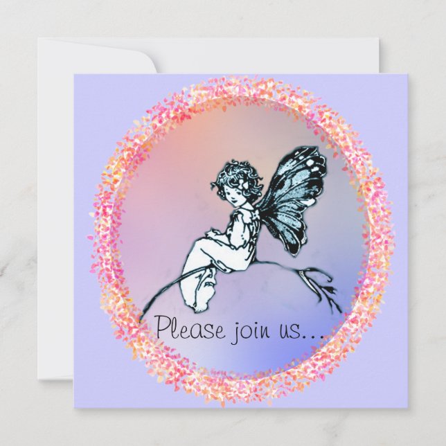 Hübsche Vintage Fairy, Einladung (Vorderseite)