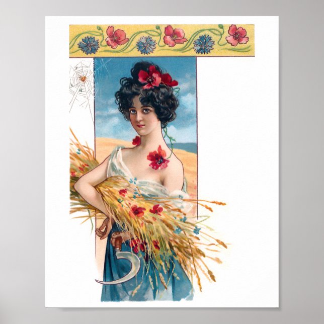 Hübsche Vintage Farm Girl Poster (Vorne)