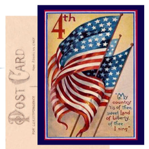 Hübsche Vintage-Flagge zum vierten Juli patriotisc Postkarte