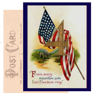 Hübsche Vintage-Flagge zum vierten Juli patriotisc Postkarte