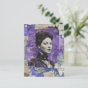 Hübsche Vintage-Frau Lila Collage Notenblatt Postkarte