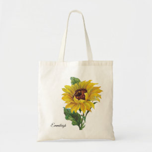 Hübsche Vintage-Gelb-Braune Sonnenblume Tragetasche