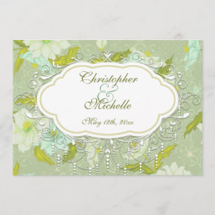 Hübsche Vintage Grödner Blume Einladung Hochzeit