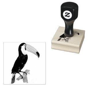 Hübsche Vintage Illustration des Black Toucan Bird Gummistempel