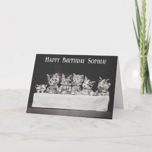 Hübsche Vintage-Katzen-Geburtstags-Teeparty Karte
